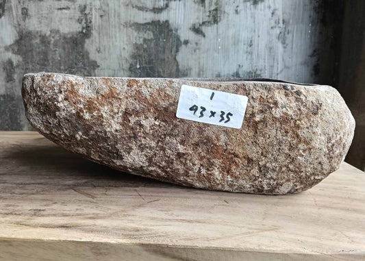 Front view of 6001-4535 river stone sink showing smooth interior and rugged edge