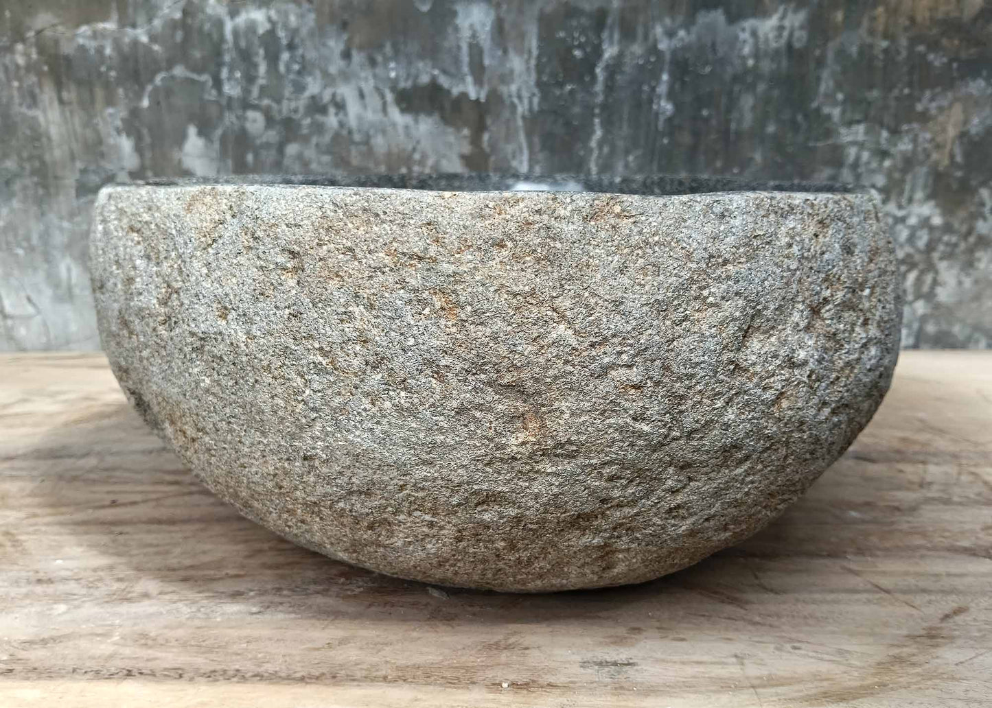 Backside of sink 6042-3834 with handcrafted stone surface