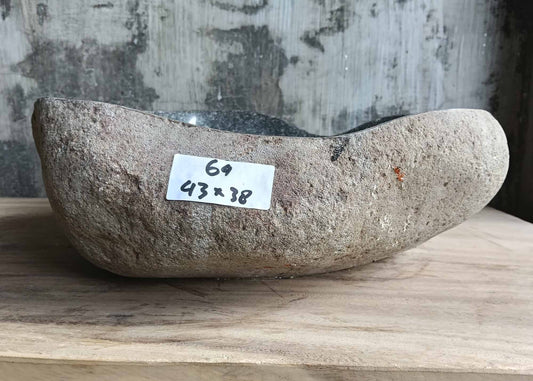 Front view of handcrafted sink 6064-4338 showing organic shape and raw edge