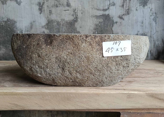 Front angle of handcrafted sink 6107-4535 showing deep gray interior