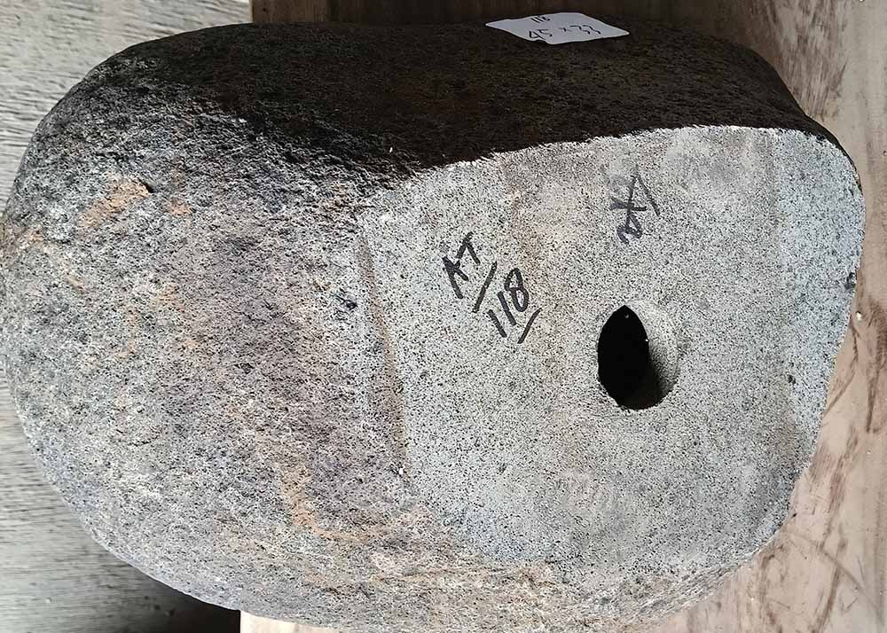 Bottom of stone sink 6118-4533 with visible natural stone base