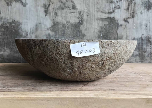 Front angle of oval stone sink 6121-4843 showing rough outer texture