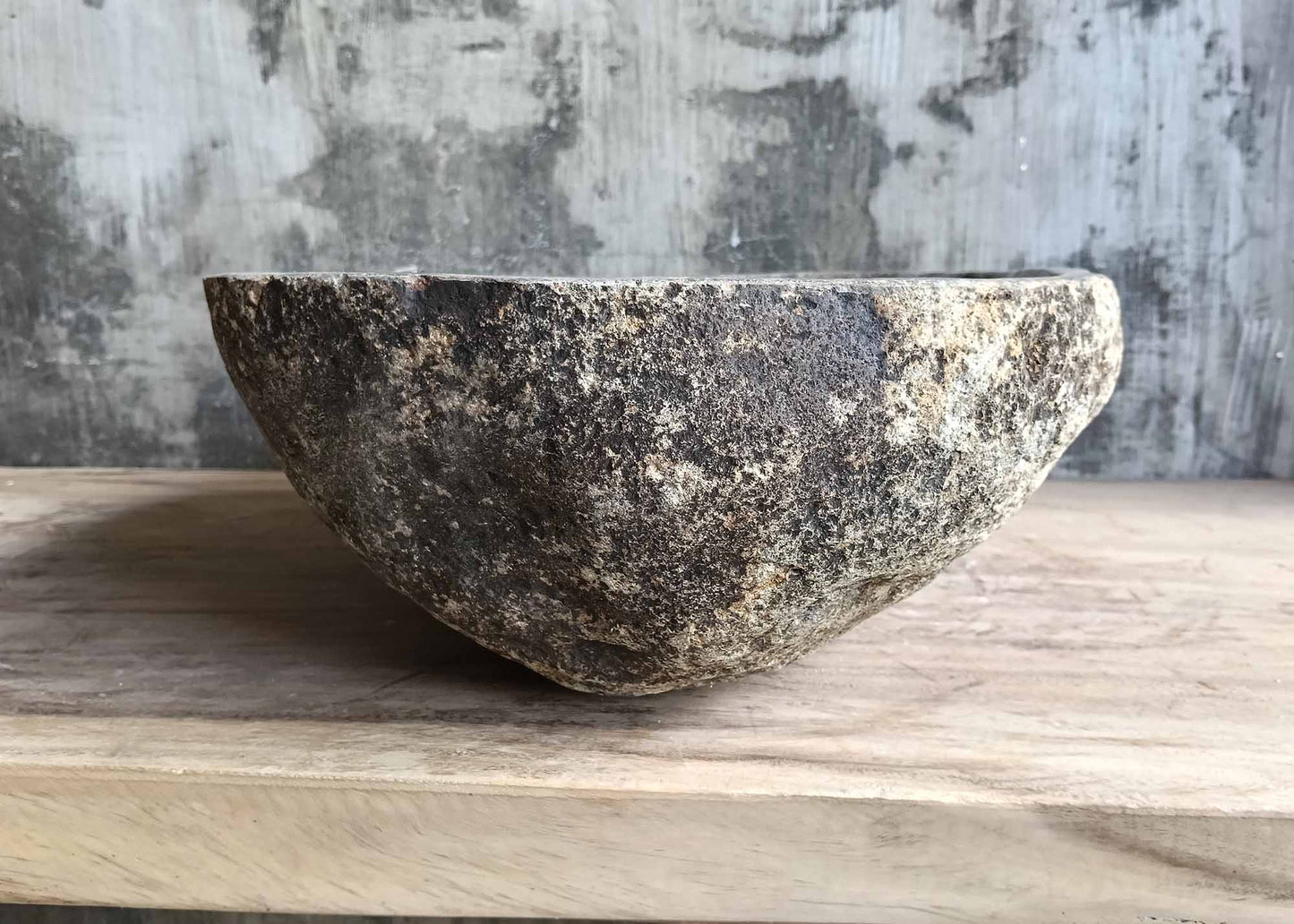 Right side view of stone basin 6133-4538 with soft oval curve