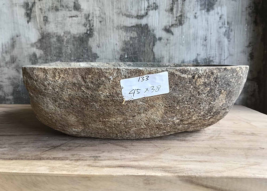 Front view of handcrafted sink 6133-4538 showing smooth patterned bowl