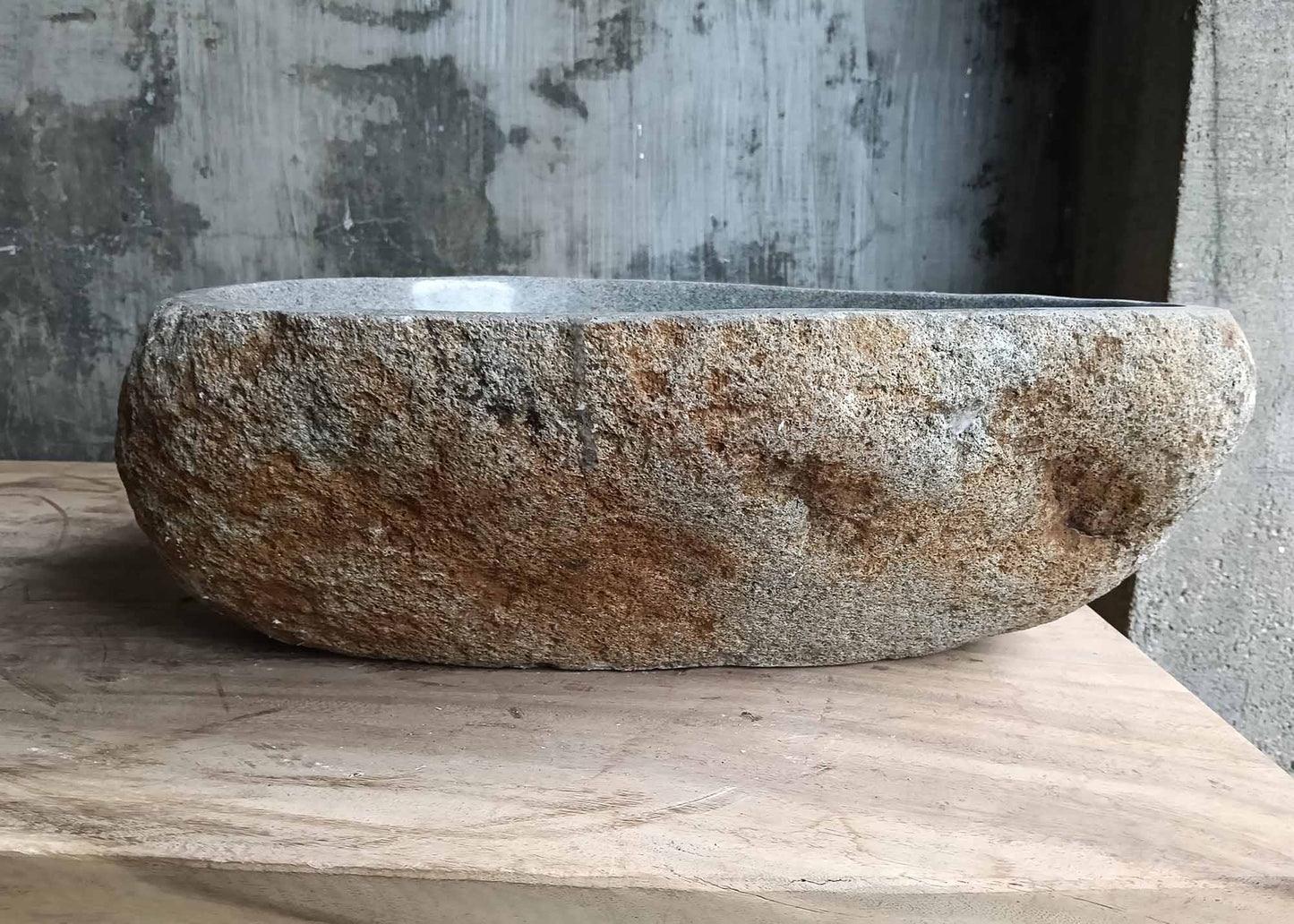 Back side of handcrafted basin 6136-4432 with textured edge