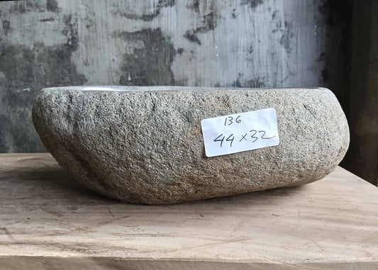 Front view of sink 6136-4432 showing raw natural stone exterior