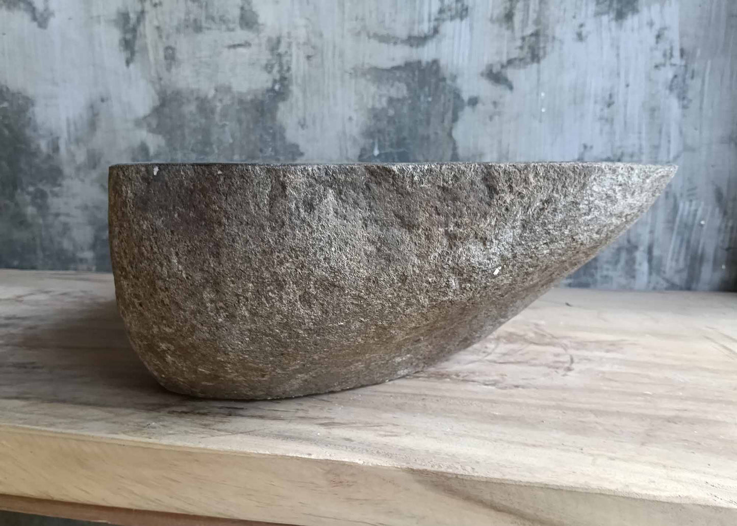 Right side view of sink SKU 6150-5837 showing rough stone texture and handcrafted shape