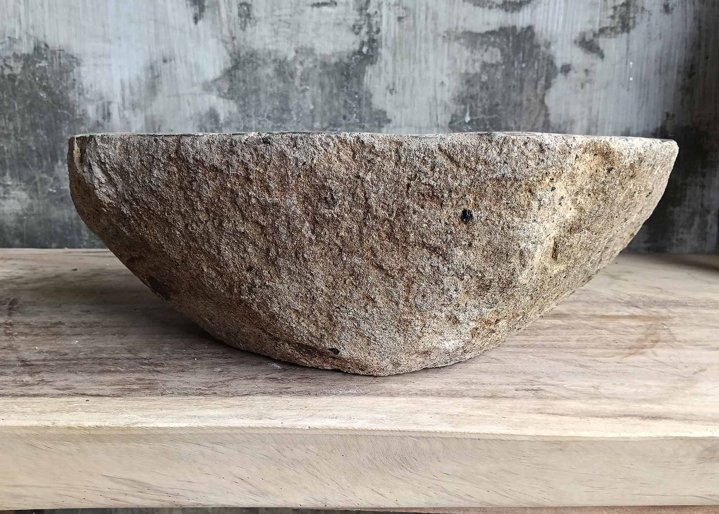 Back view highlighting rugged natural stone texture of sink 6173-4332