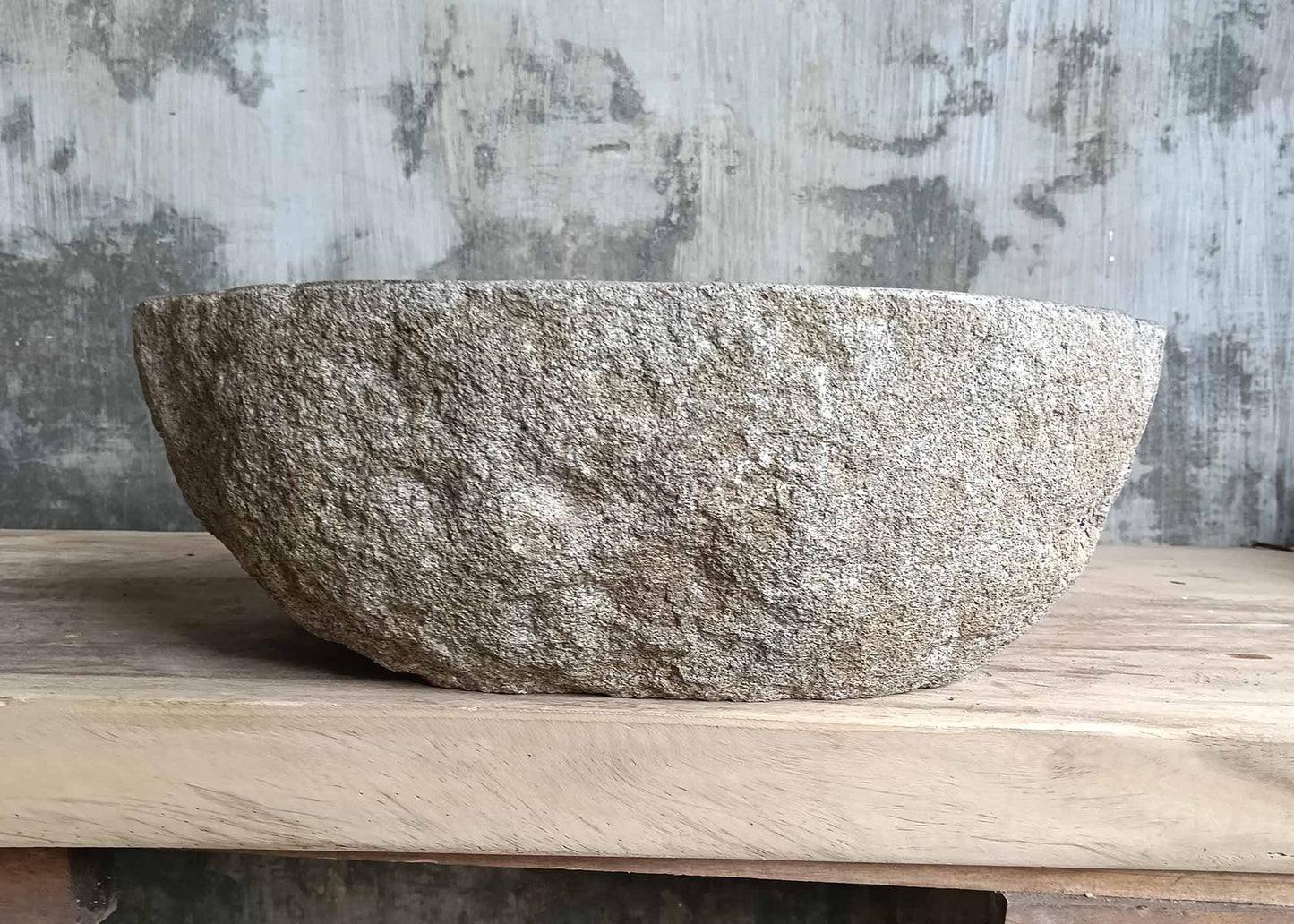 Back view showing the natural unpolished backside of river stone sink – 6174-4637