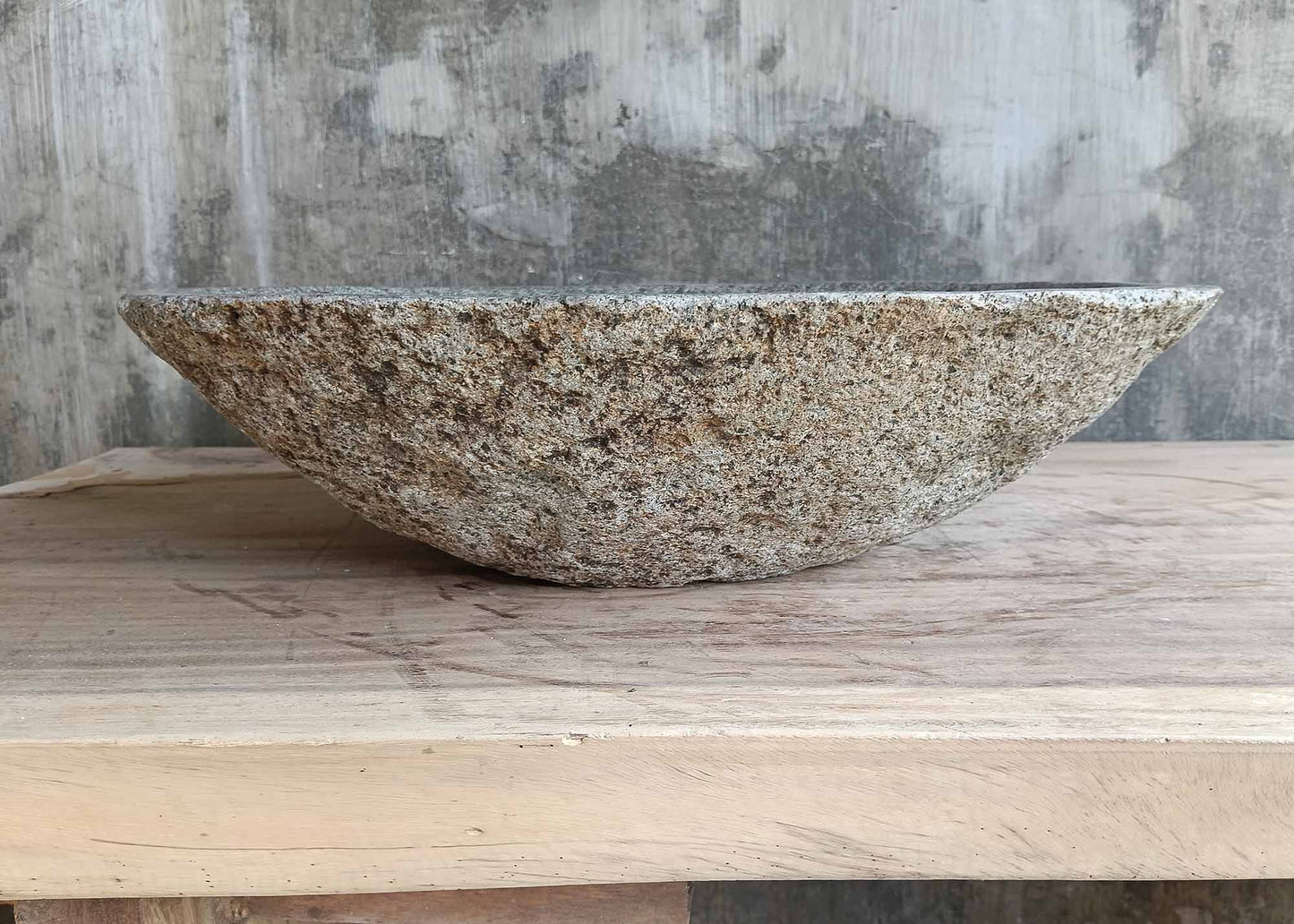 Back view of river stone sink 6221-5036 showing full organic oval shape