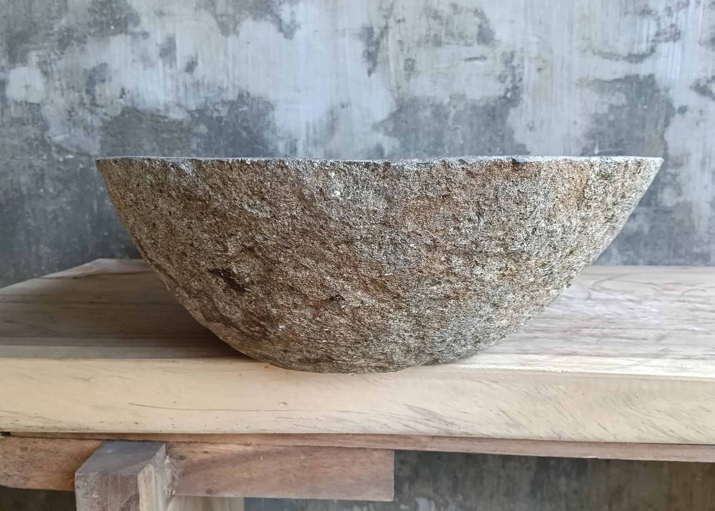 Left angle of handcrafted sink 6241-6342 highlighting the organic rim and curved profile