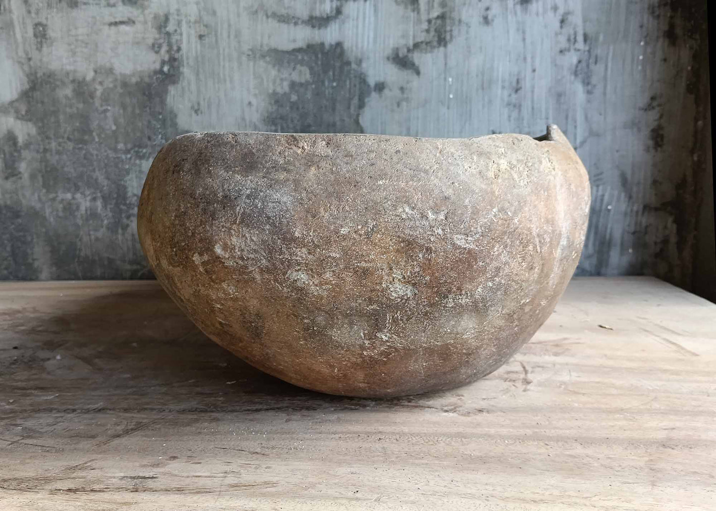 Raw stone vessel sink – right side view