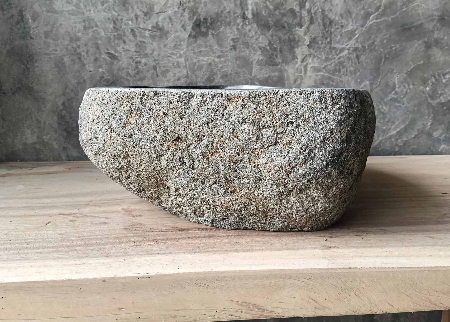 Warm gray organic contour stone sink – right view
