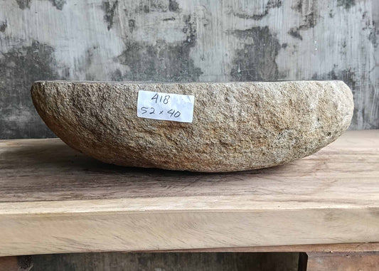 Front of natural stone sink with beige rough exterior – 6418-5240