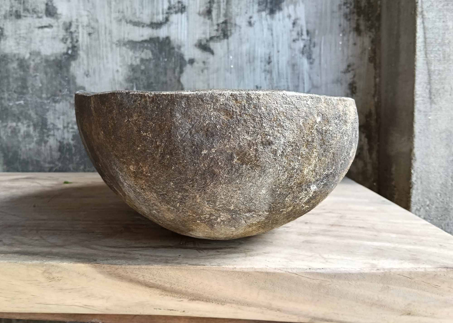 Left side of handcrafted sink 6468-4634 with curved oval shape