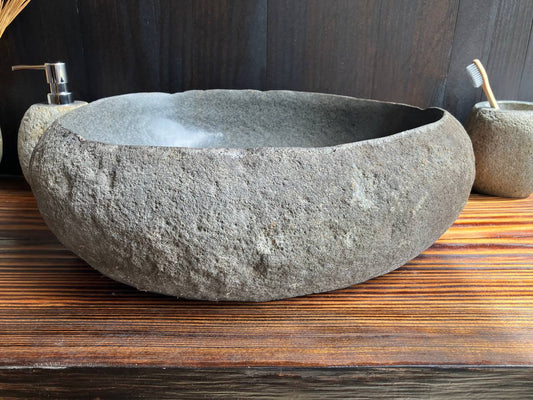 Natural River Stone Vessel Sink – 17.5″ × 13.5″ × 6″ – RSS-004