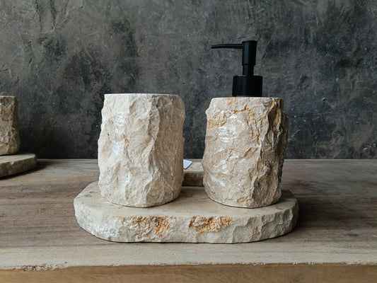 BMS-002 | Beige Marble Bathroom Set
