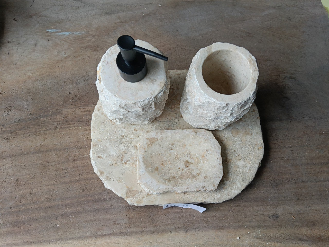 BMS-018 | Beige Marble Bathroom Set