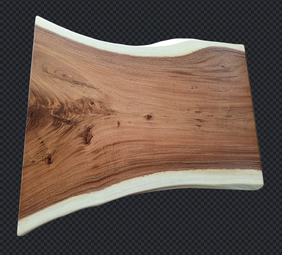 Top view of premium suar wood slab with clear lacquer finish – SKU ST1007
