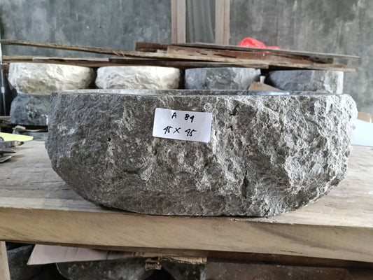 Marble Stone Sink | A84-4545 | 18″×18″ Organic Dark Marble Polished