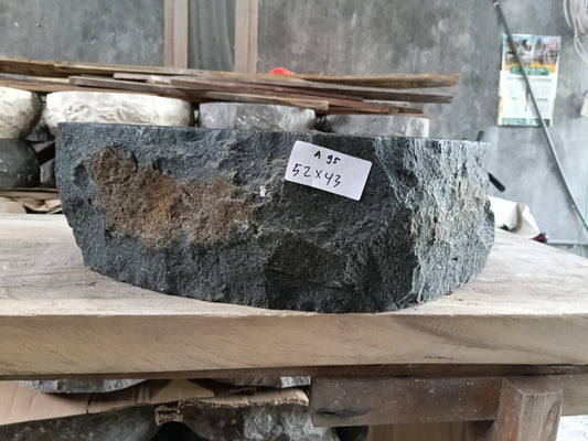 Andesite Stone Sink | A95-5243 | 20.5″×17″ Triangular Organic Black Andesite Polished