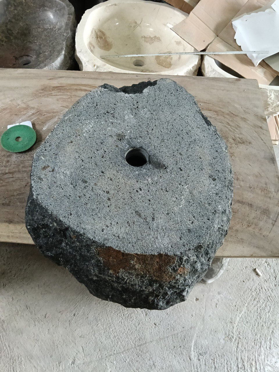 Andesite Stone Sink | A101-5240 | 20.5″×16″ Triangular Organic Black Andesite Polished