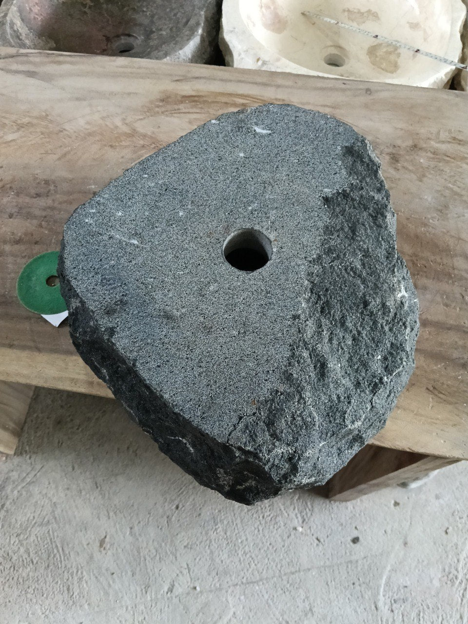Andesite Stone Sink | A105-4136 | 16″×14″ Organic Black Andesite Polished