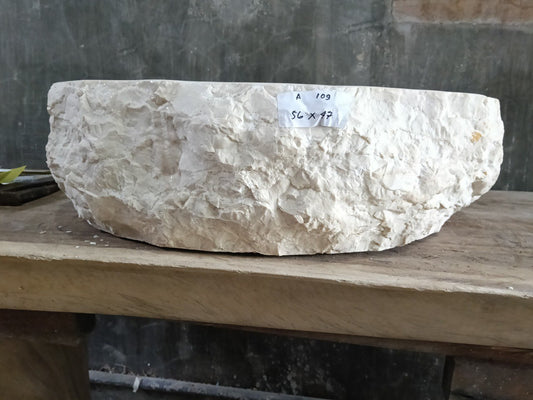 Marble Stone Sink | A109-5647 | 22″×18.5″ Organic White Marble Polished