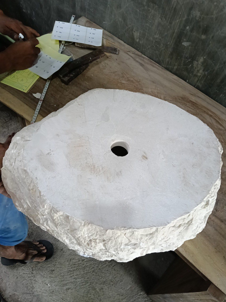 Marble Stone Sink | A109-5647 | 22″×18.5″ Organic White Marble Polished