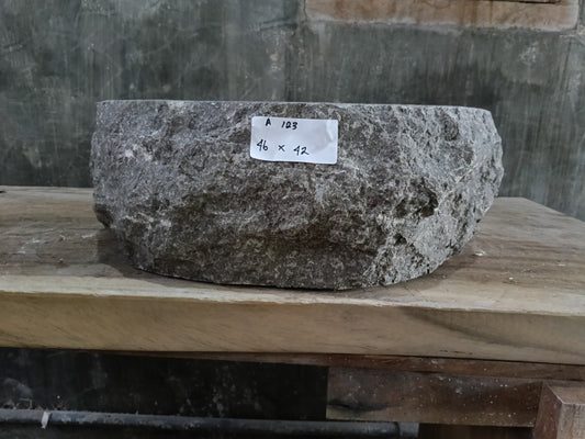 Marble Stone Sink | A123-4642 | 18″×16.5″ Organic Dark Marble Polished