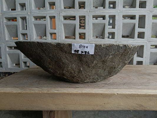 Front view of 6844-4836 natural river rock vessel sink, organic oval shape