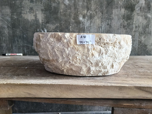 Marble Stone Sink | A181-4434 | 17.5″×13.5″ Organic Cream–Beige Marble Polished