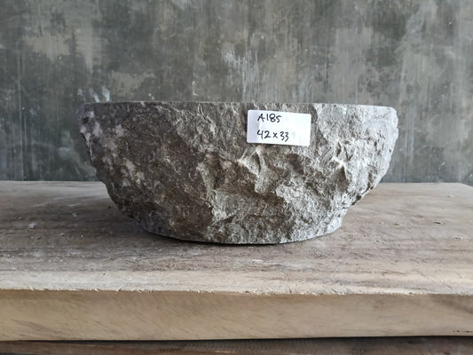 Marble Stone Sink | A185-4233 | 16.5″×13″ Organic Dark Marble Polished