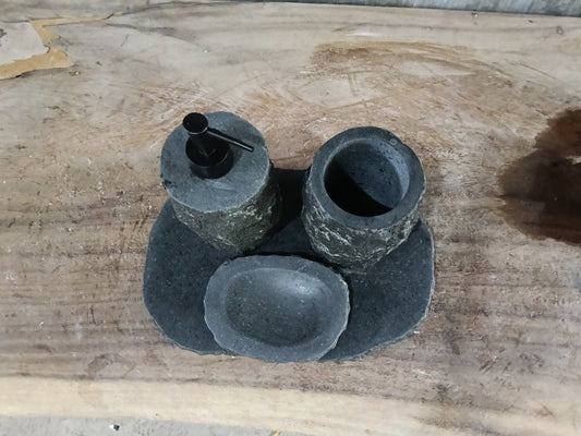 Andesite Stone Bathroom Set | 401 | Hand-Carved Volcanic Rock