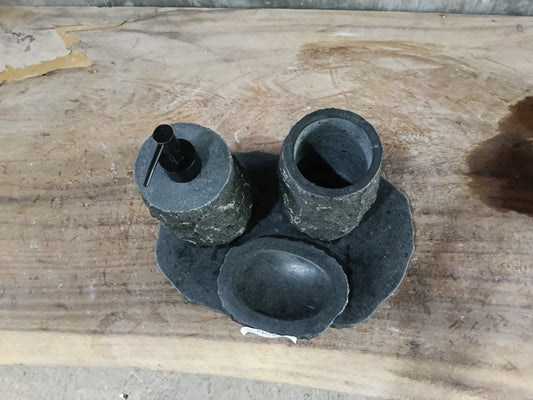 Andesite Stone Bathroom Set | 402 | Hand-Carved Volcanic Rock