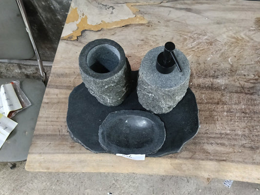 Andesite Stone Bathroom Set | 406 | Hand-Carved Volcanic Rock