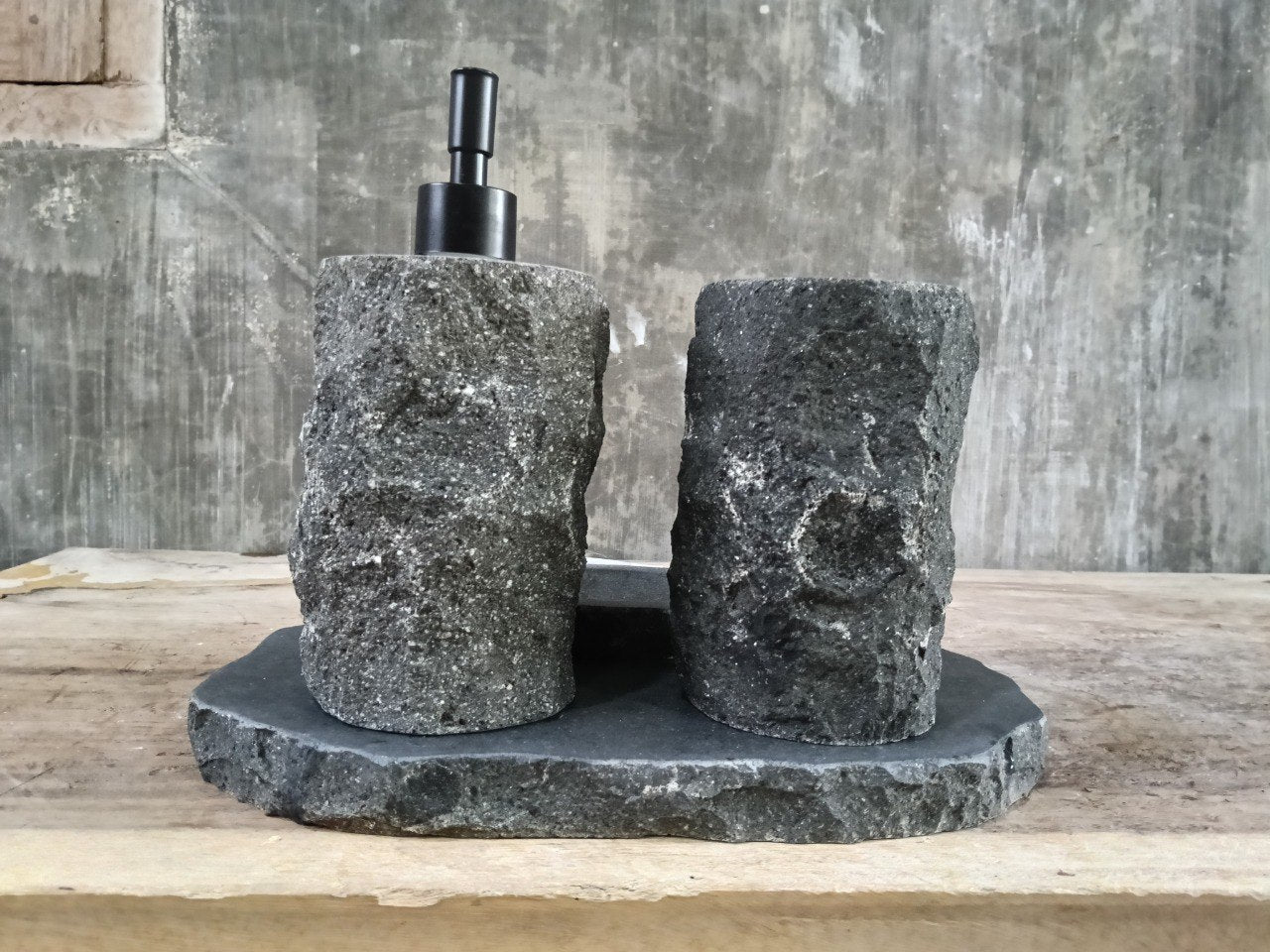 Andesite Stone Bathroom Set | 408 | Hand-Carved Volcanic Rock