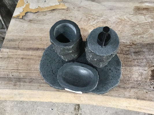 Andesite Stone Bathroom Set | 410 | Hand-Carved Volcanic Rock