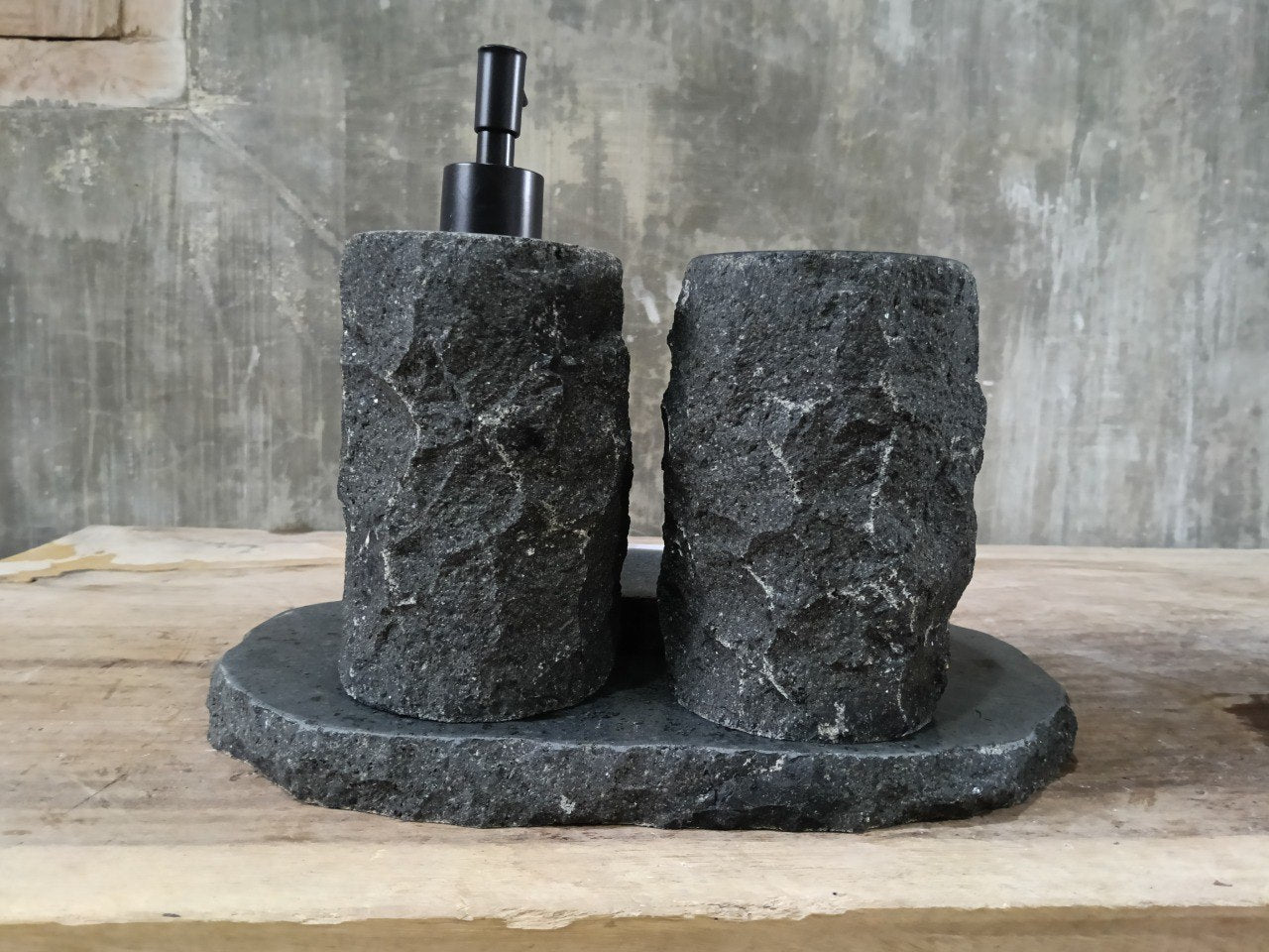 Andesite Stone Bathroom Set | 410 | Hand-Carved Volcanic Rock