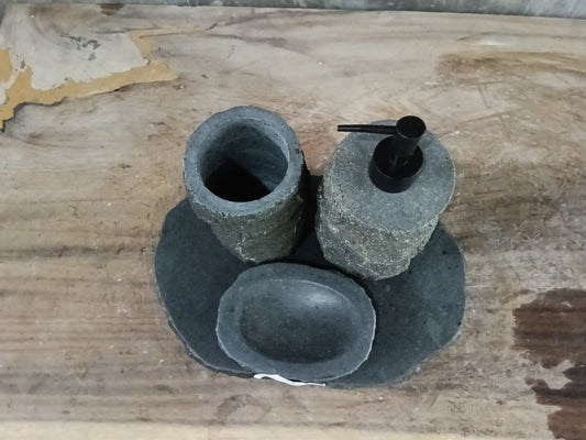 Andesite Stone Bathroom Set | 414 | Hand-Carved Volcanic Rock