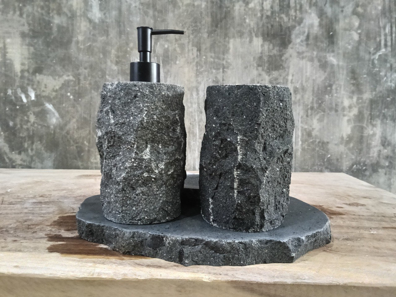 Andesite Stone Bathroom Set | 415 | Hand-Carved Volcanic Rock