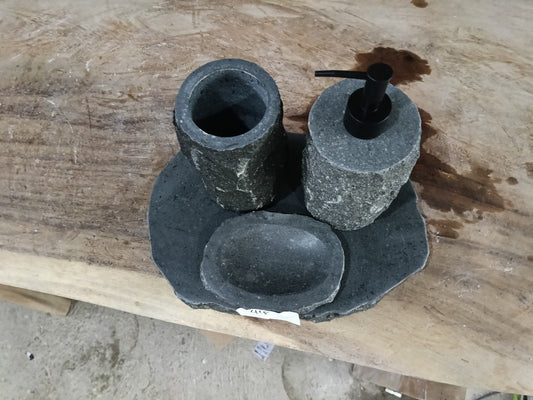 Andesite Stone Bathroom Set | 415 | Hand-Carved Volcanic Rock