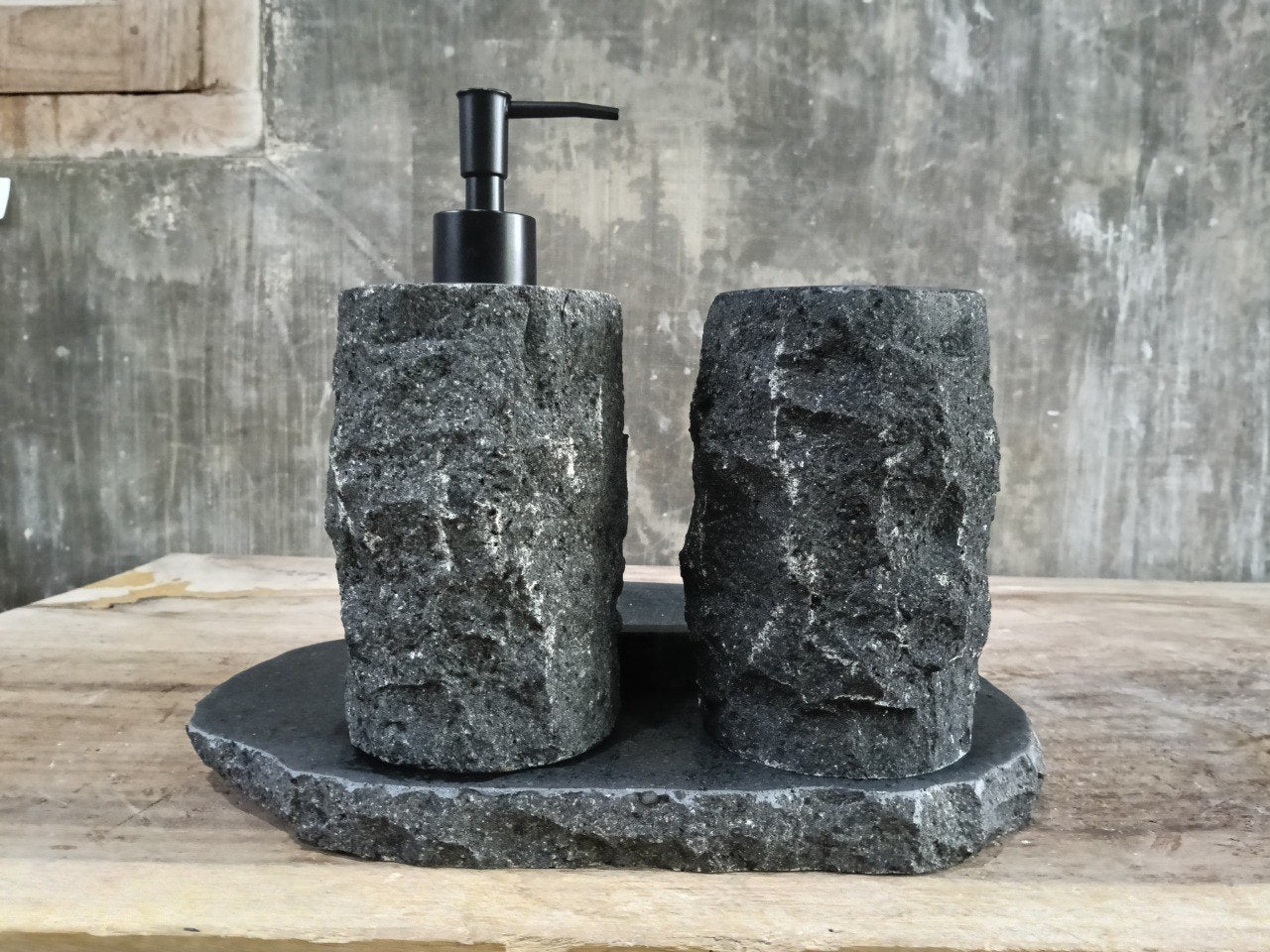 Andesite Stone Bathroom Set | 416 | Hand-Carved Volcanic Rock
