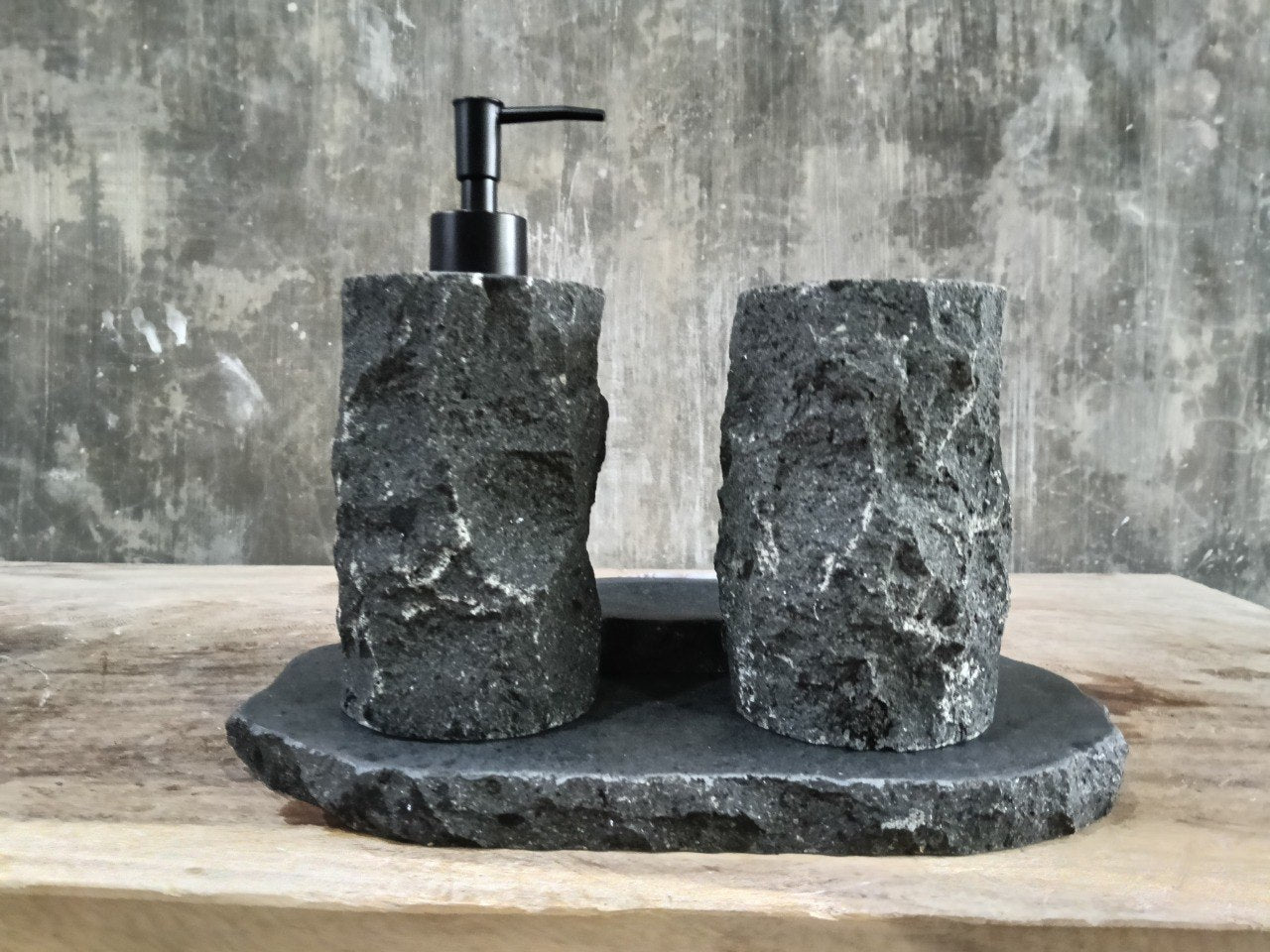 Andesite Stone Bathroom Set | 417 | Hand-Carved Volcanic Rock