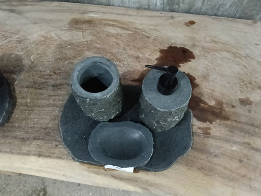Andesite Stone Bathroom Set | 417 | Hand-Carved Volcanic Rock