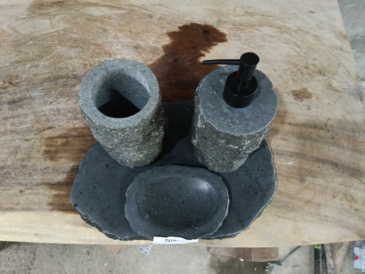 Andesite Stone Bathroom Set | 419 | Hand-Carved Volcanic Rock