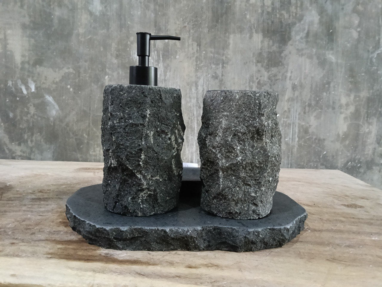 Andesite Stone Bathroom Set | 421 | Hand-Carved Volcanic Rock