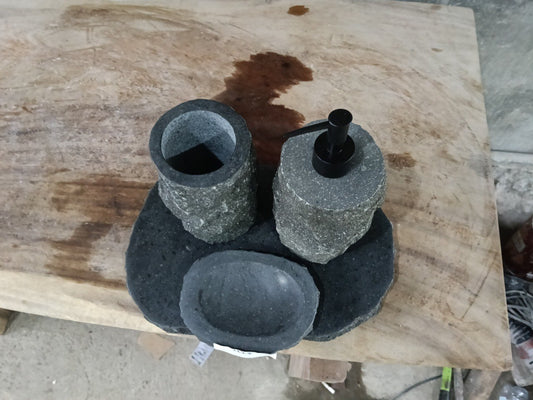 Andesite Stone Bathroom Set | 423 | Hand-Carved Volcanic Rock