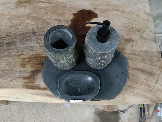 Andesite Stone Bathroom Set | 425 | Hand-Carved Volcanic Rock
