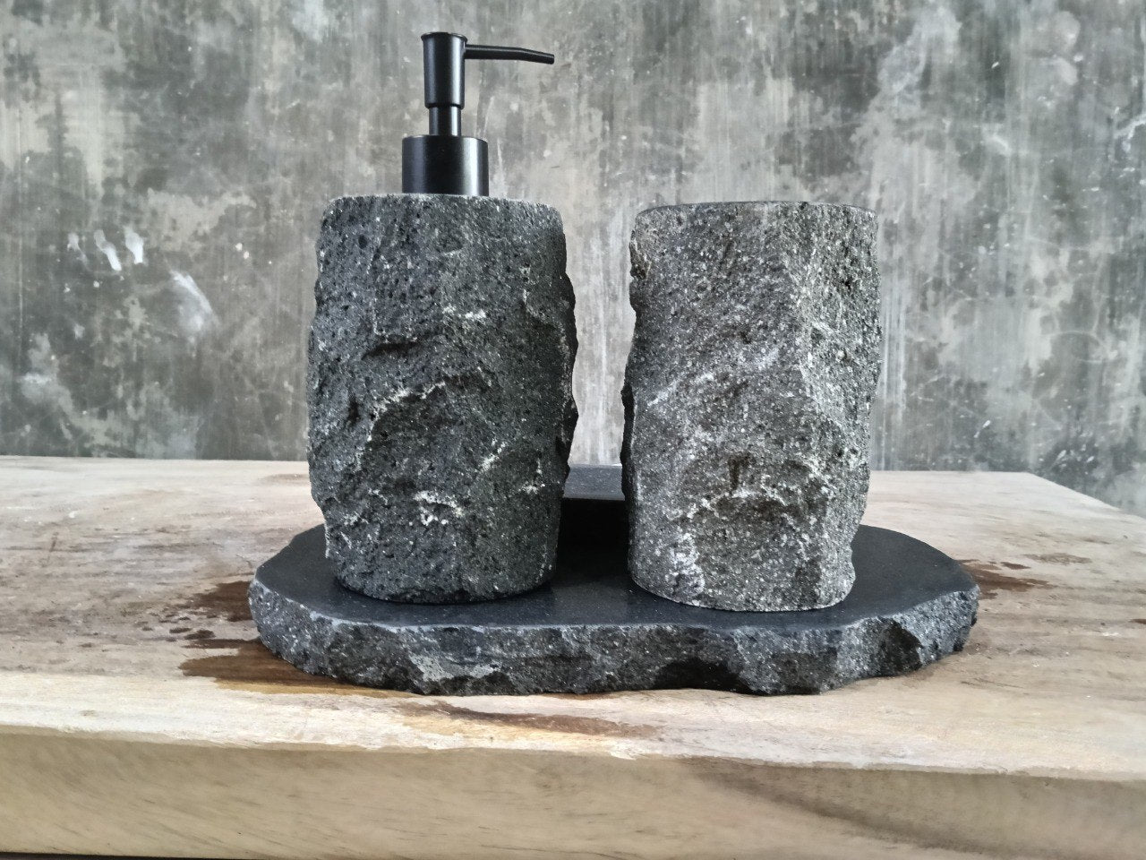 Andesite Stone Bathroom Set | 409 | Hand-Carved Volcanic Rock